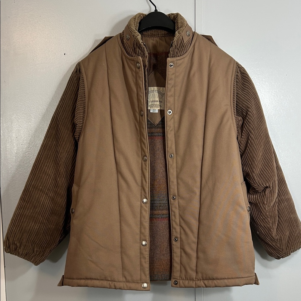 Vintage London Fog Tan and Brown Men's Puffer Jacket Size Medium